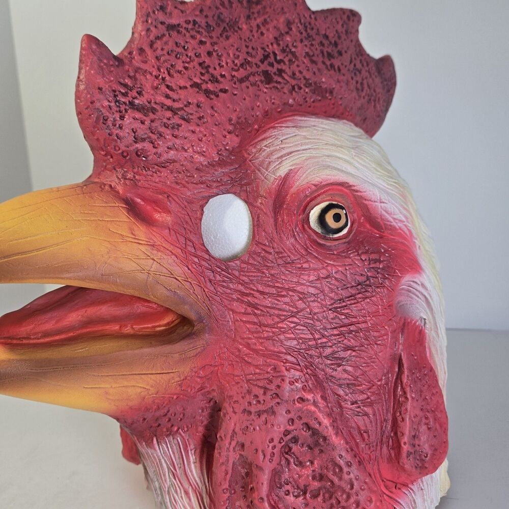 Rooster Chicken Latex Full Head Mask Adult Costume Halloween Farm Animal *EUC